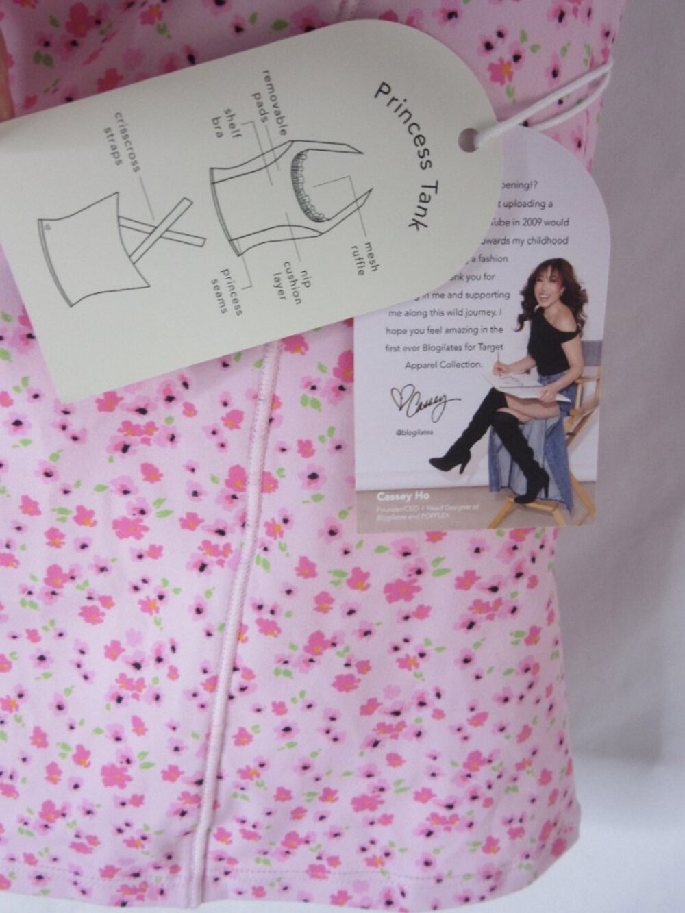 Blogilates Princess Tank Top Pink Floral Active Wear Size Medium NWT - Picture 5 of 9